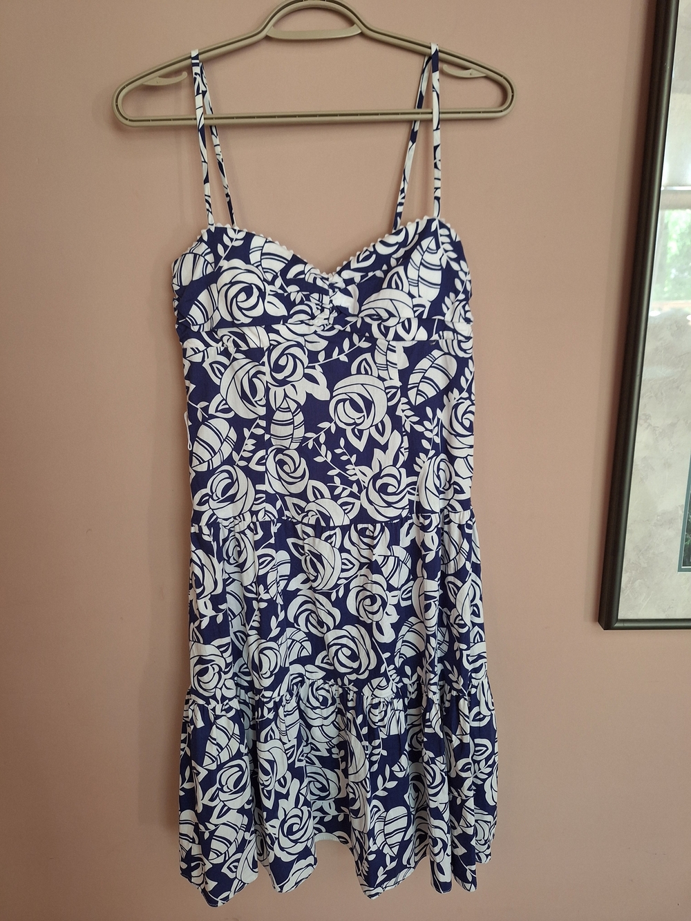New Navy and White Floral Sundress with Spaghetti Straps